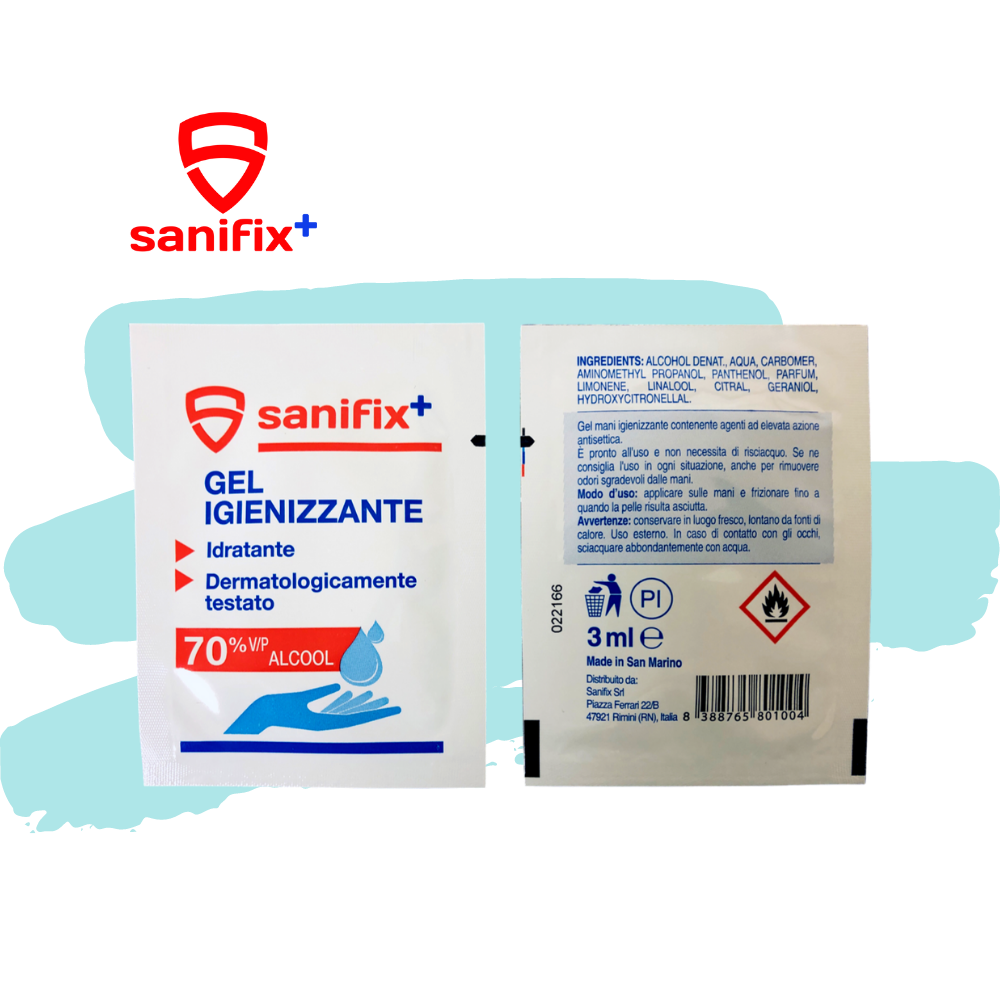 
                  
                    Gel Igienizzante Monodose 3ml - Sanifixsrl
                  
                